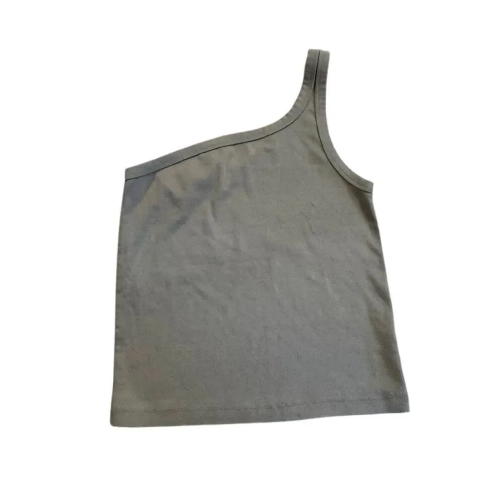 Aerie Women's One Shoulder Lightweight Cotton Tank Top in Tan Size Medium